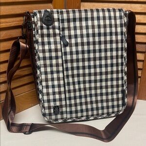 Checkered Brown and Black Unisex Crossbody Bag